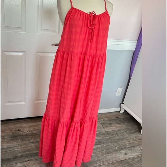 ❤️ NWT Old Navy Women's Tiered Tie-Front Maxi Swing Sundress Dress Red Lory SZ L - Picture 9 of 16